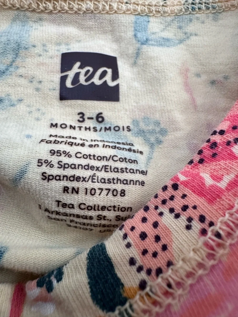Tea Collection Pink Multicolor Floral Patterned Longsleeve Bodysuit 3-6 Month